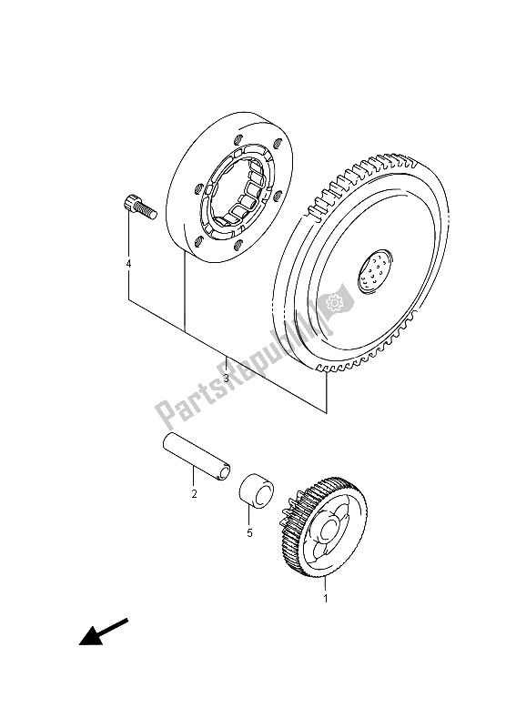 All parts for the Starter Clutch of the Suzuki Burgman AN 400 AZA 2015