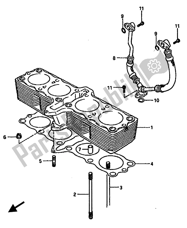 All parts for the Cylinder of the Suzuki GSX R 750X 1986