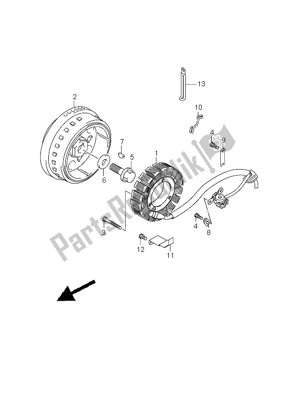 All parts for the Magneto of the Suzuki VZ 800Z Intruder 2008