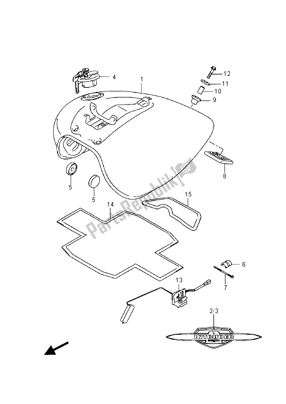 Tutte le parti per il Serbatoio Carburante (vl800 E19) del Suzuki VL 800 CT Intruder 2014