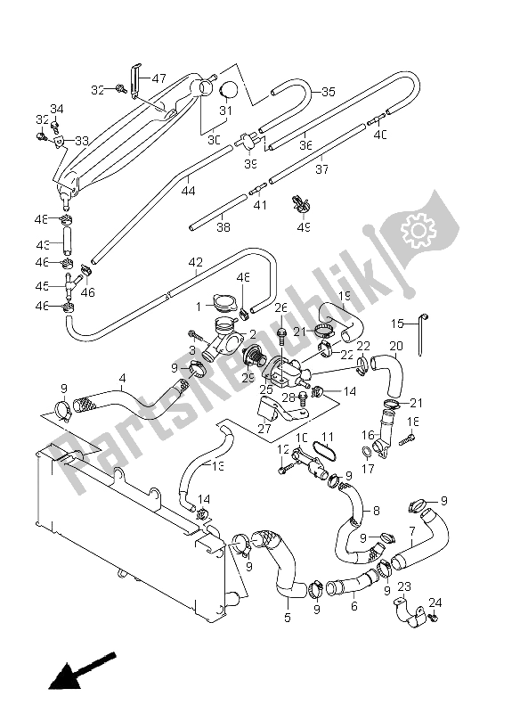 Alle onderdelen voor de Radiator Slang van de Suzuki GSX 650 FA 2011