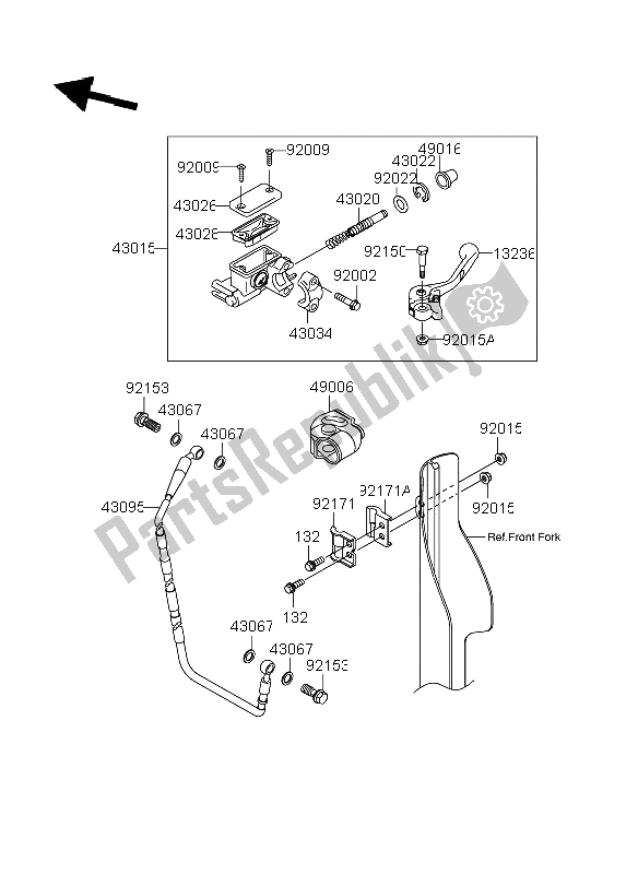 All parts for the Front Master Cylinder of the Suzuki RM Z 250 2006