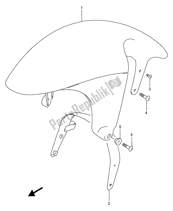 All parts for the Front Fender of the Suzuki RG 125 FU 1994
