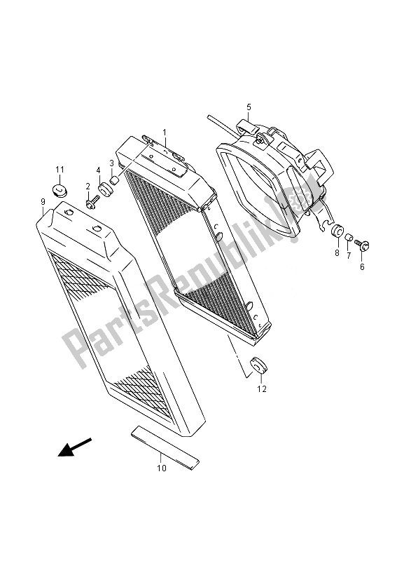Alle onderdelen voor de Radiator van de Suzuki VL 800B Intruder 2014