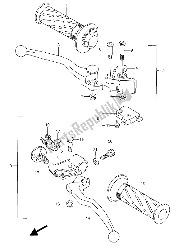Todas as partes de Alavanca De Manivela do Suzuki RGV 250 1993