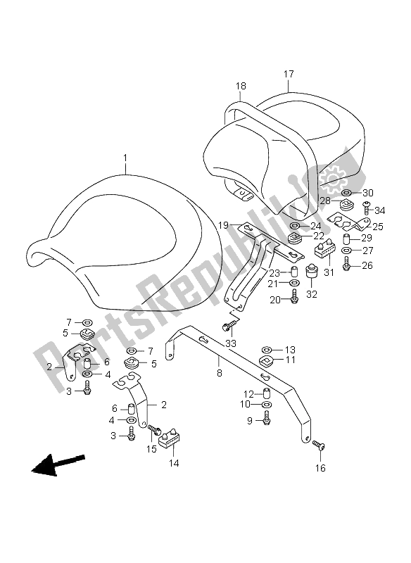 Wszystkie części do Siedzenie Suzuki VL 1500 Intruder LC 2003