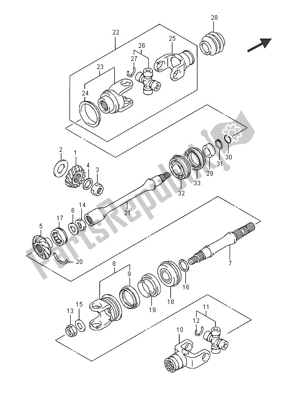 All parts for the Secondary Drive of the Suzuki LT F 400F Kingquad FSI 4X4 2016