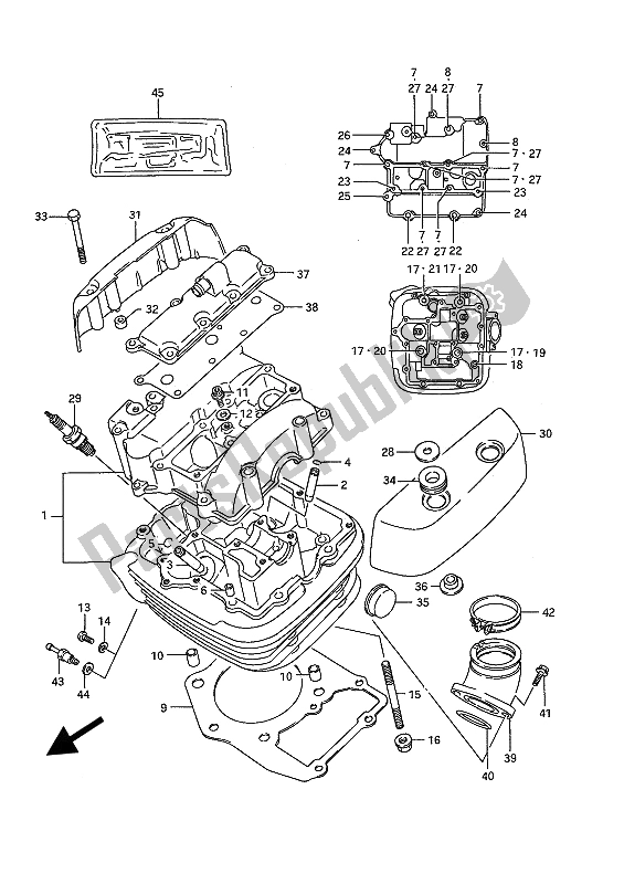 Todas las partes para Culata (delantera) de Suzuki VS 1400 Glpf Intruder 1992