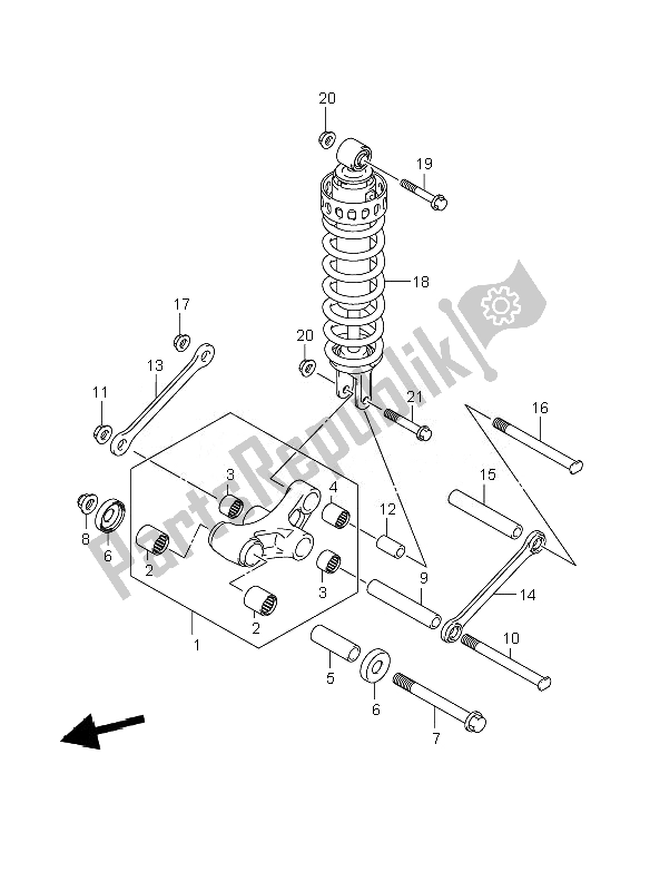 Tutte le parti per il Leva Del Cuscino Posteriore del Suzuki GSR 600A 2007