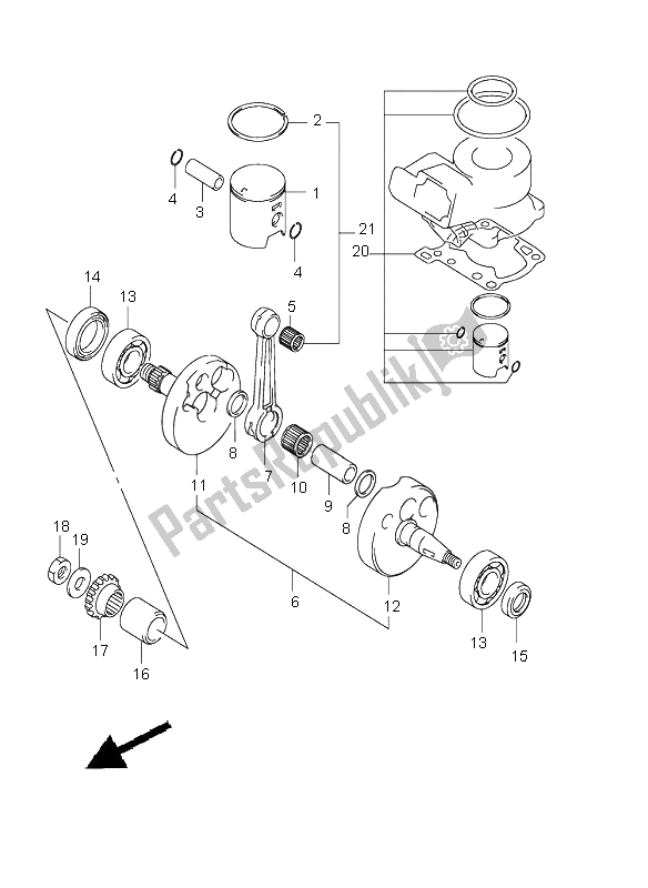 Tutte le parti per il Albero A Gomiti del Suzuki RM 85 2002