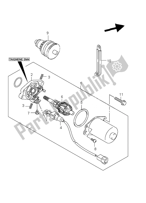 All parts for the Starting Motor of the Suzuki LT Z 50 4T Quadsport 2010