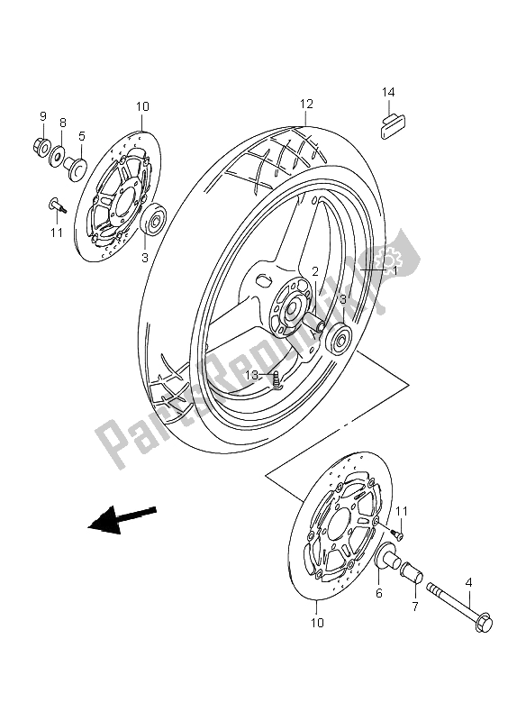 Toutes les pièces pour le Roue Avant du Suzuki GSX 600F 2002