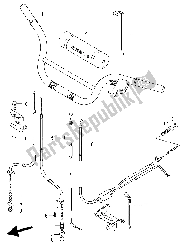 All parts for the Handlebar of the Suzuki LT A 50 Quadsport 2004