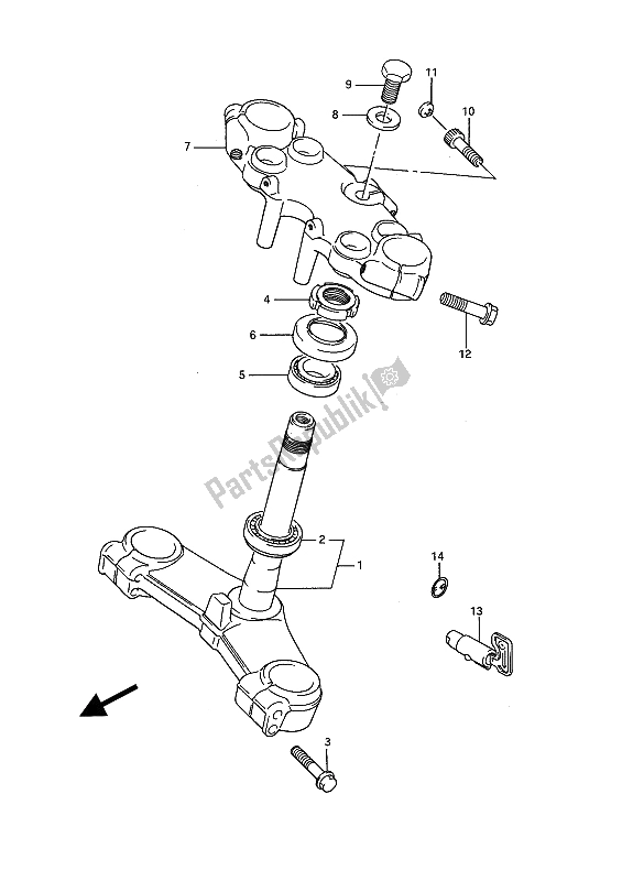 Tutte le parti per il Gambo Dello Sterzo del Suzuki GSX 1100F 1992