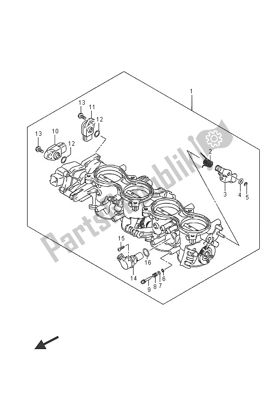 All parts for the Throttle Body of the Suzuki GSX R 600 2016