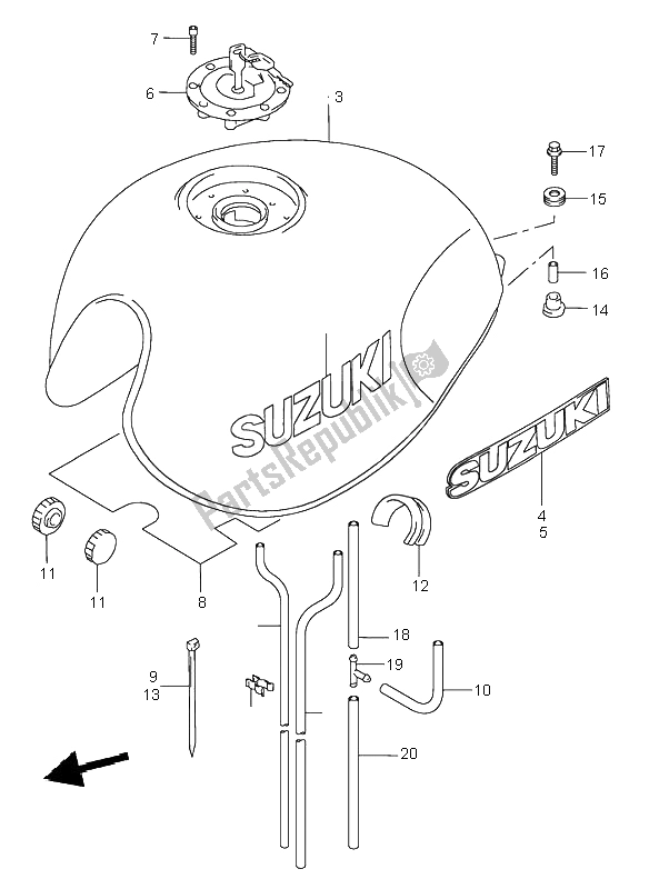 Tutte le parti per il Serbatoio Di Carburante del Suzuki GSX 750 2000