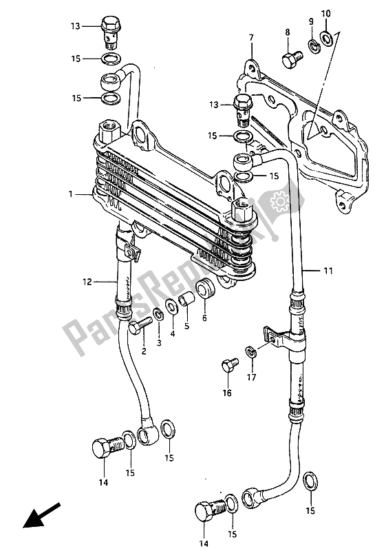 Tutte le parti per il Radiatore Dell'olio del Suzuki GSX 750 ES 1986