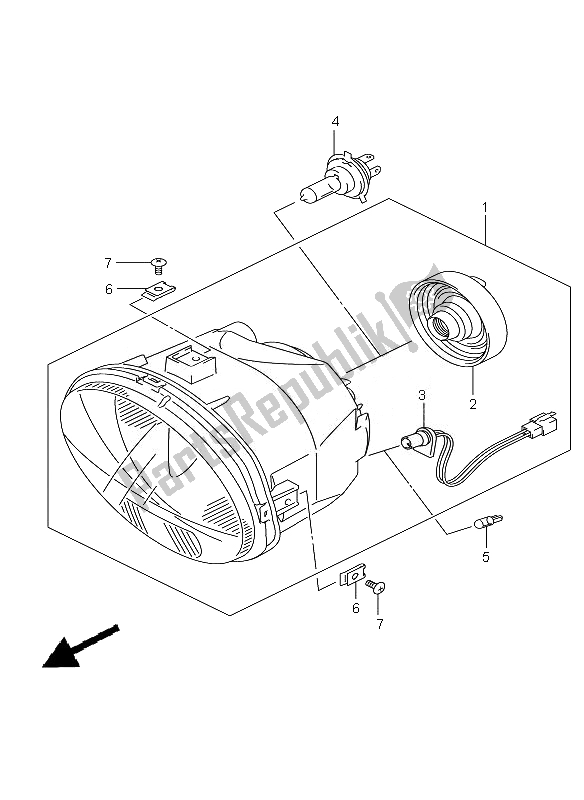 All parts for the Headlamp of the Suzuki C 1800R VLR 1800 Intruder 2010