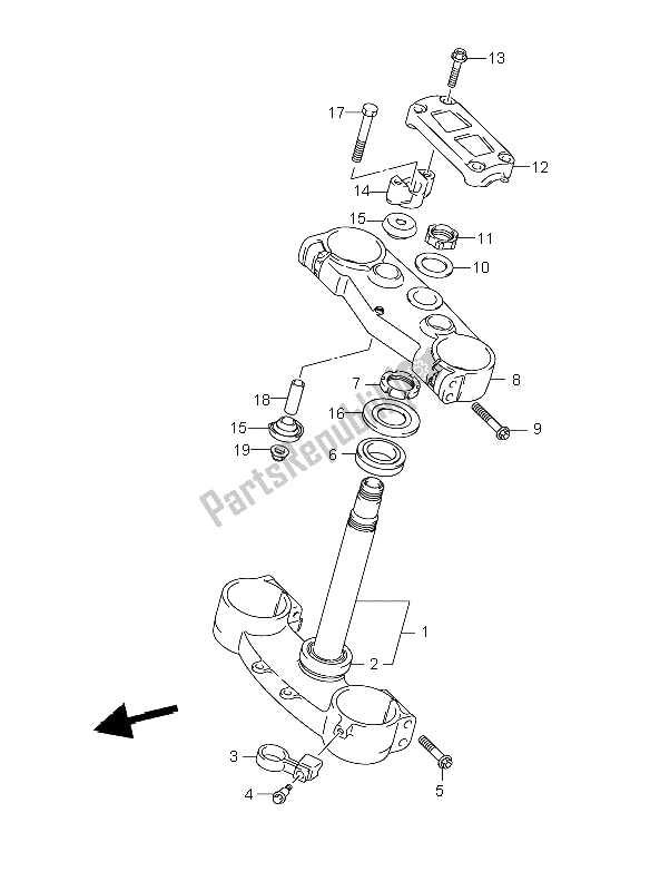 All parts for the Steering Stem of the Suzuki RM Z 250 2008