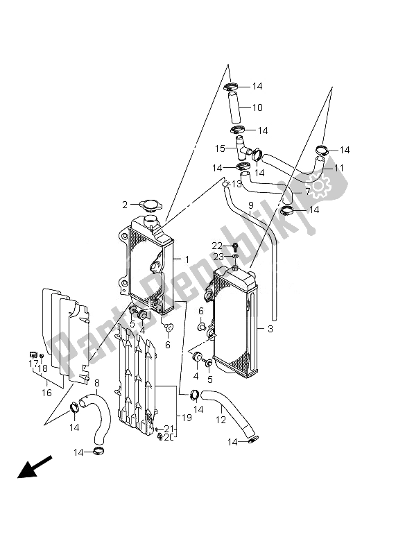 All parts for the Radiator of the Suzuki RM Z 250 2010