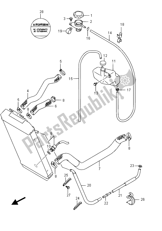 Alle onderdelen voor de Radiatorslang (vz800ue E19) van de Suzuki VZ 800 Intruder 2015