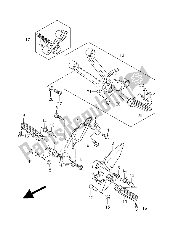 All parts for the Footrest of the Suzuki SV 650 Nsnasa 2008