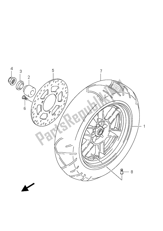 All parts for the Rear Wheel of the Suzuki UH 125 Burgman 2007