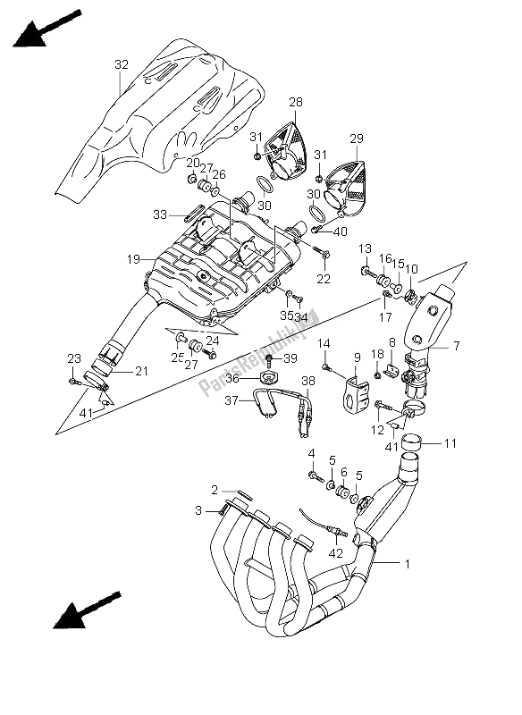 All parts for the Muffler of the Suzuki GSX 1300 BKA B King 2008