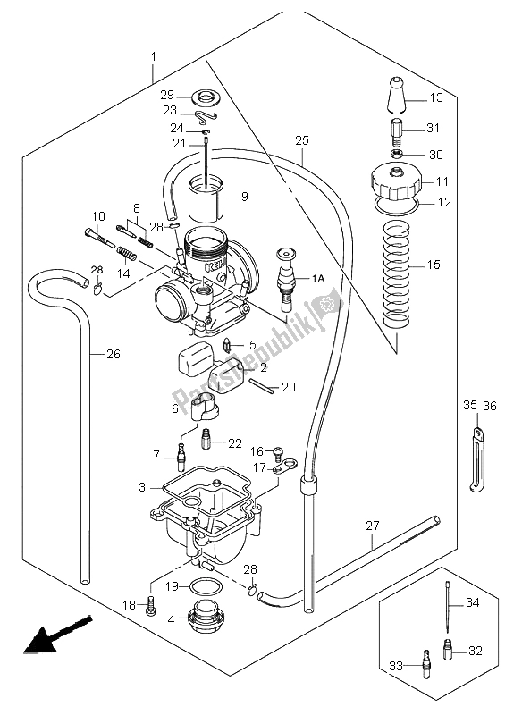 All parts for the Carburetor of the Suzuki RM 85 SW LW 2005