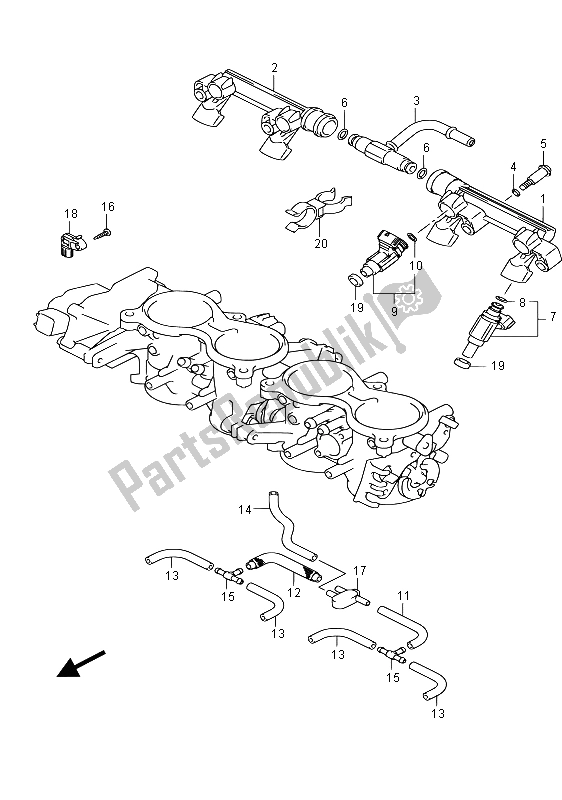 Tutte le parti per il Tubo Flessibile Del Corpo Farfallato E Giunto (gsx-r750) del Suzuki GSX R 750 2015