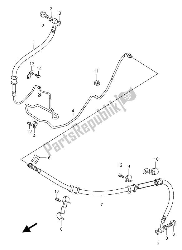 All parts for the Rear Brake Hose (an650a) of the Suzuki AN 650A Burgman Executive 2005