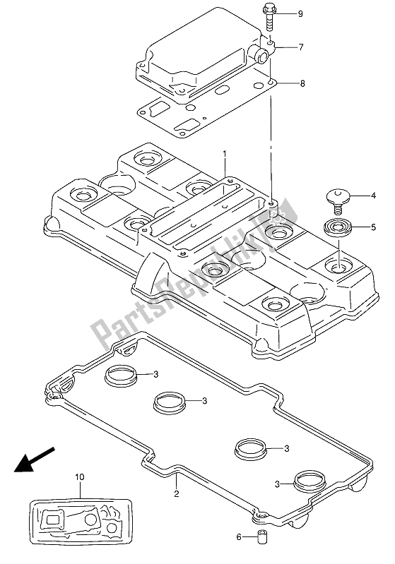 All parts for the Cylinder Head Cover of the Suzuki RF 600 RU 1993