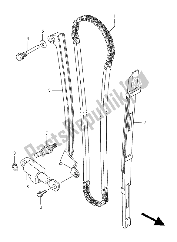 All parts for the Cam Chain of the Suzuki LS 650 Savage 1999