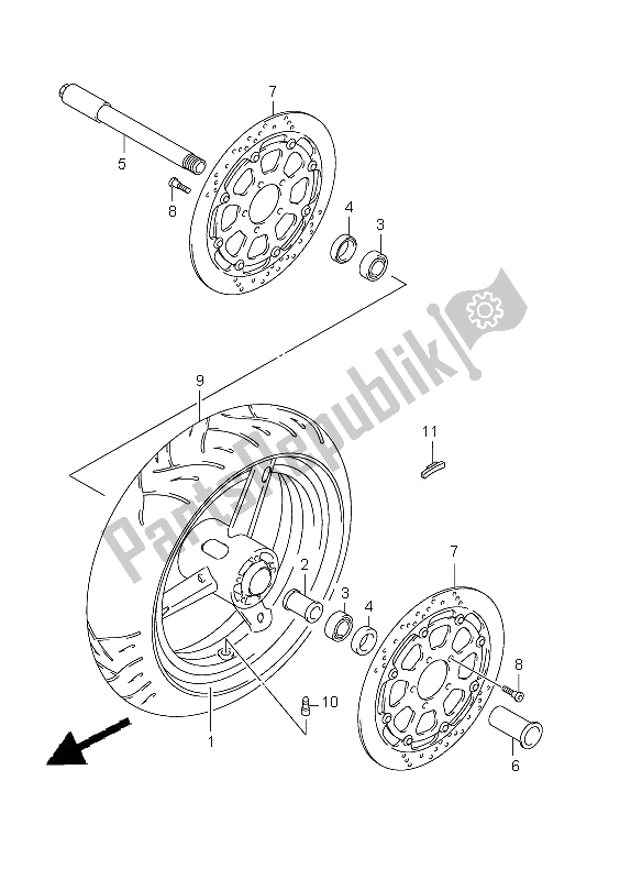 Tutte le parti per il Ruota Anteriore del Suzuki GSX R 1000 2001