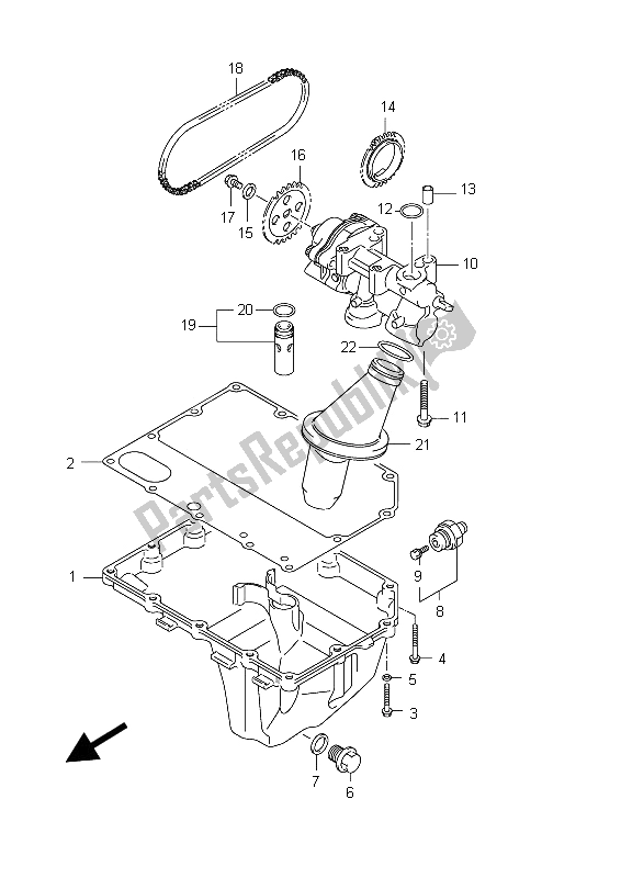 All parts for the Oil Pan & Oil Pump of the Suzuki GSX R 600 2012