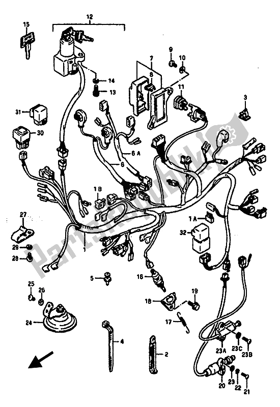 All parts for the Wiring Harness of the Suzuki GSX R 1100 1988