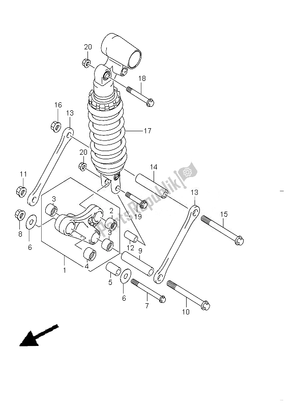 All parts for the Rear Cushion Lever of the Suzuki GSX 1300R Hayabusa 2010