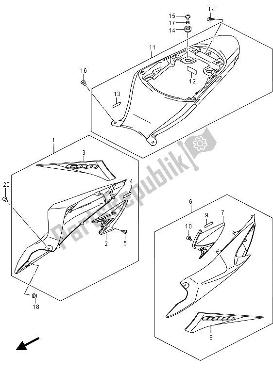 Toutes les pièces pour le Couverture De Cadre (ysf) du Suzuki GSX R 600 2015