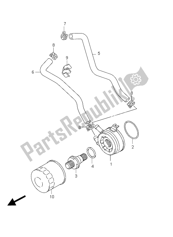 All parts for the Oil Cooler of the Suzuki DL 650A V Strom 2012