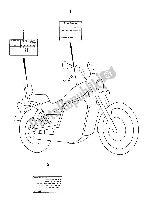 Tutte le parti per il Etichetta Di Avvertenze del Suzuki VS 1400 Intruder 1996