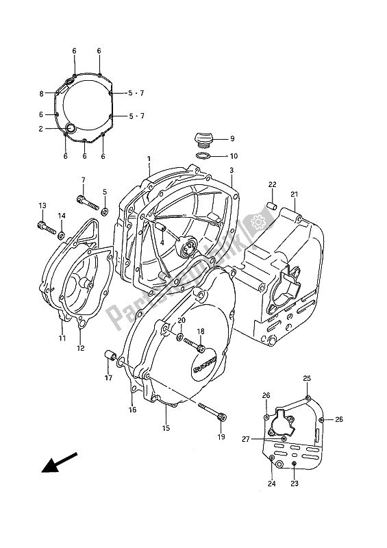 Alle onderdelen voor de Carter Deksel van de Suzuki GSX 1100F 1991