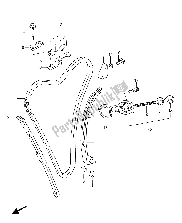 Alle onderdelen voor de Cam Ketting van de Suzuki GSX 600 FUU2 1988