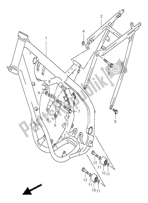Tutte le parti per il Telaio del Suzuki RM 125 2003