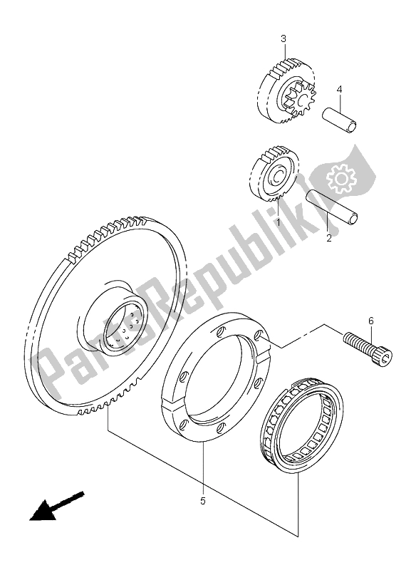 All parts for the Starter Clutch of the Suzuki VL 800 Volusia 2002