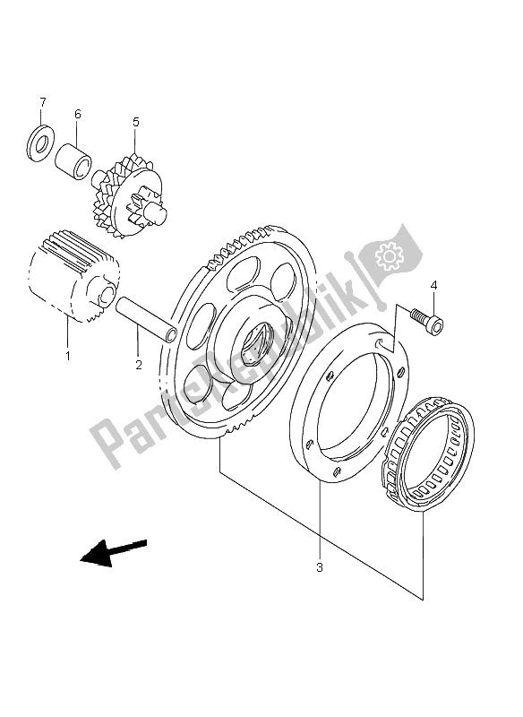 All parts for the Starter Clutch of the Suzuki VL 1500 Intruder LC 2001