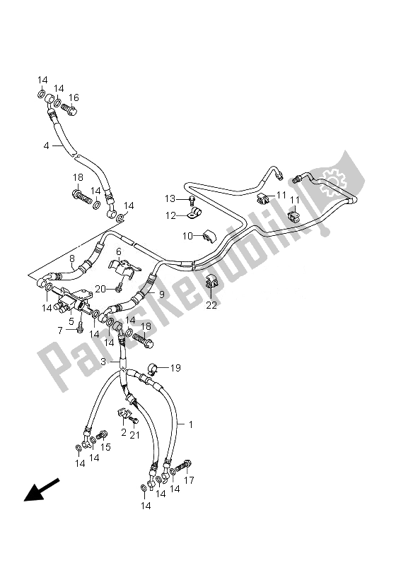 Tutte le parti per il Tubo Freno Anteriore del Suzuki GSX 1250 FA 2010