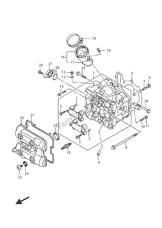 Alle onderdelen voor de Cilinderkop (voorzijde) van de Suzuki DL 1000A V Strom 2016