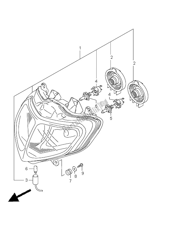 Todas las partes para Linterna Frontal (e2-e19-u1e19-u2e19-p37) de Suzuki GSX R 1000 2002