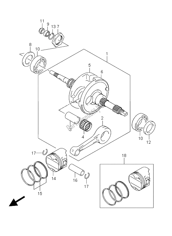 All parts for the Crankshaft of the Suzuki UH 125 Burgman 2006