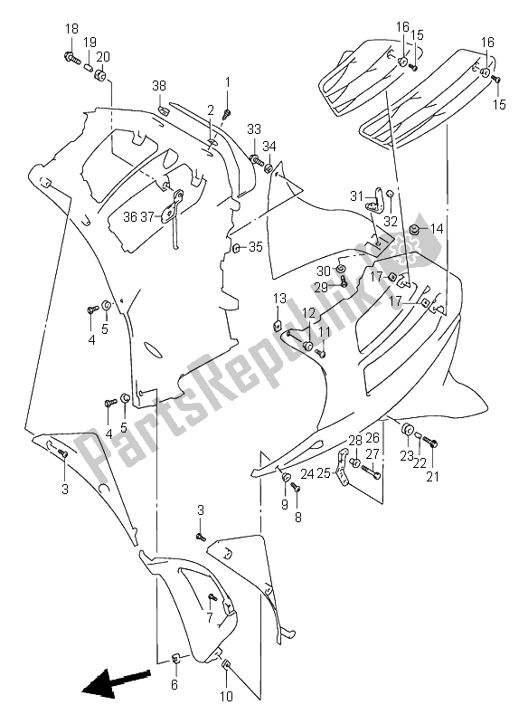 All parts for the Installation Parts Under Cowling Body of the Suzuki RF 900R 1995